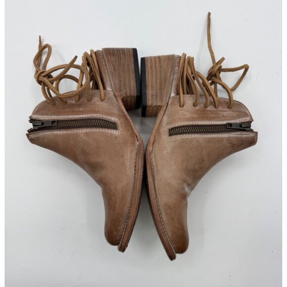 Freebird by Steven Brown Leather Jojo Ankle Boots With Side Zippers & Lace Detai - Picture 7 of 10